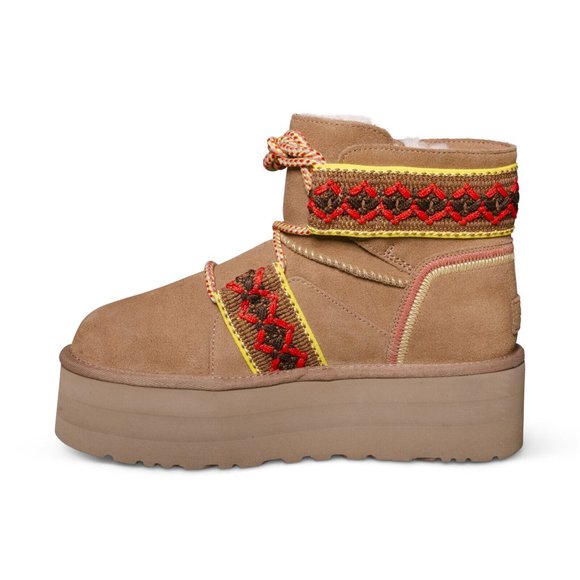UGG CLASSIC MINI II BRAID PLATFORM CHESTNUT SUEDE - Picture 6 of 8